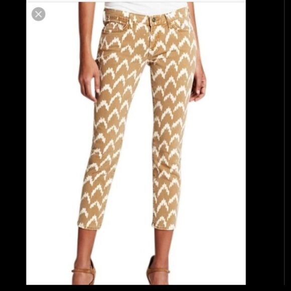 7 For All Mankind Toffee Ikat Cropped Skinny Jeans NWT - Picture 1 of 11
